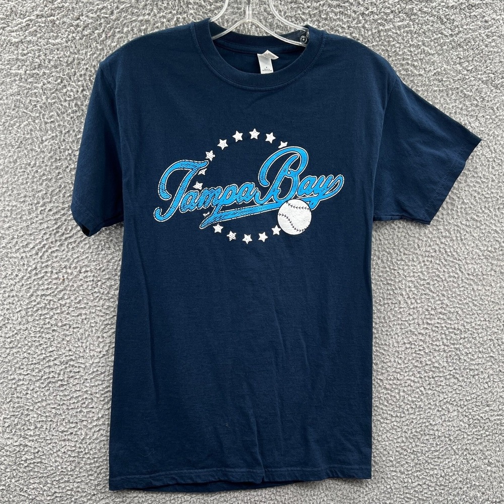 Tampa Bay Rays Womens Crewneck Graphic Tee S Navy Baseball Team MLB Fan Retro